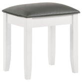 Coaster Barzini Upholstered Vanity Stool Metallic and White Model 205897STL